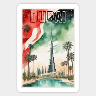 Dubai United Arab Emirates Starry Night Vintage Travel Tourism Sticker